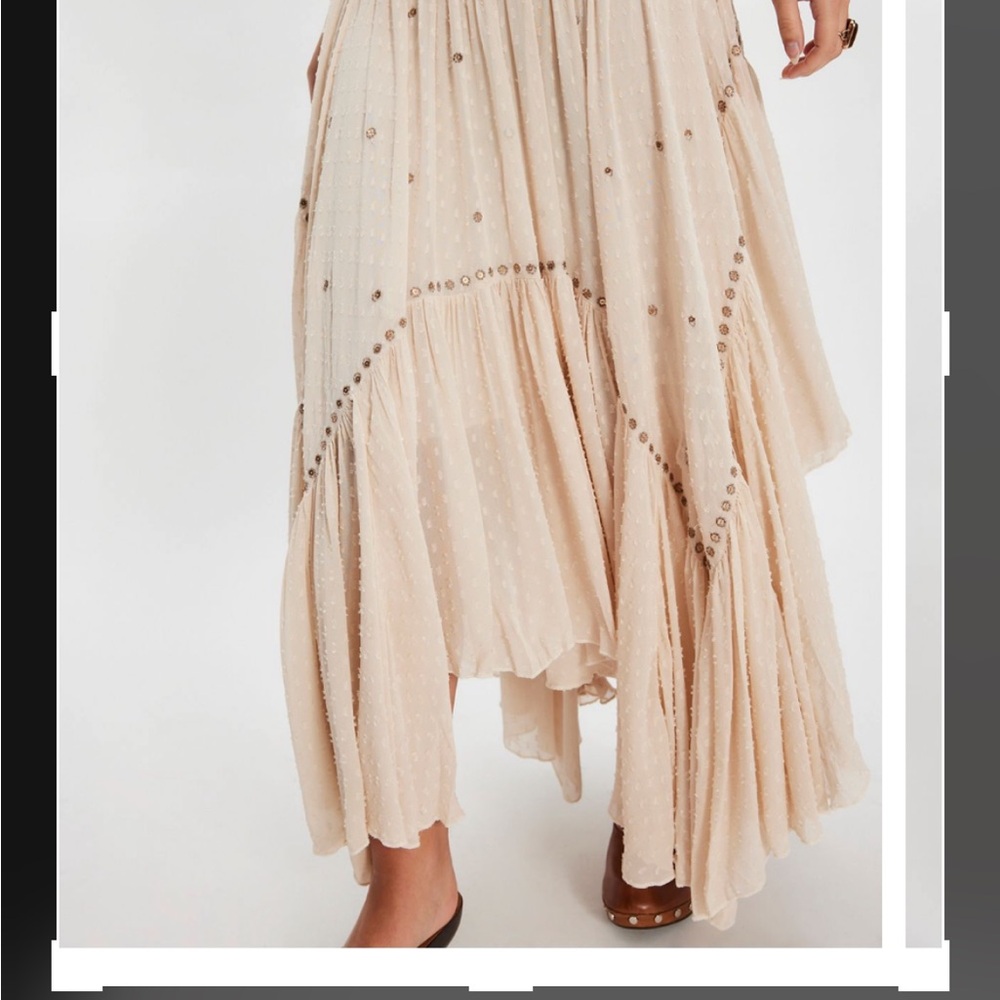 Free People Beige Maxi Skirt with Embellishments